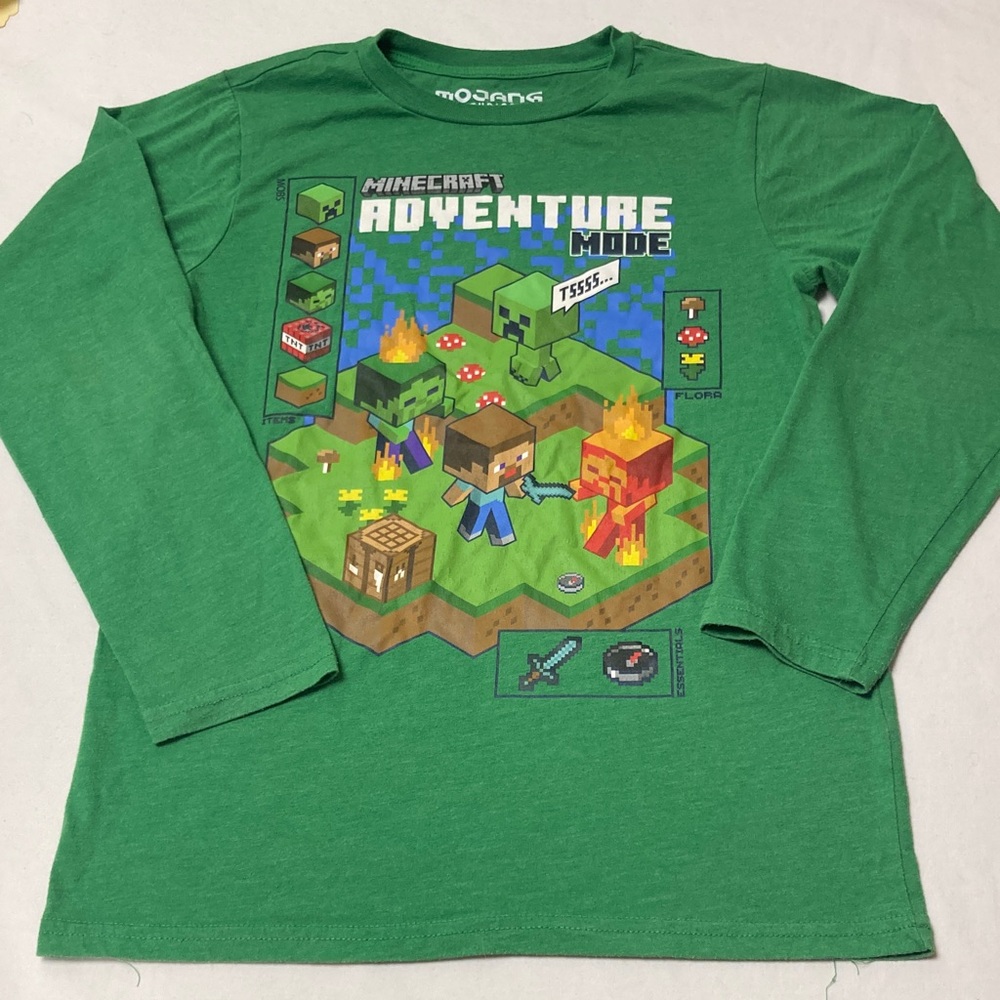 Minecraft Green Long Sleeve Kids Tee